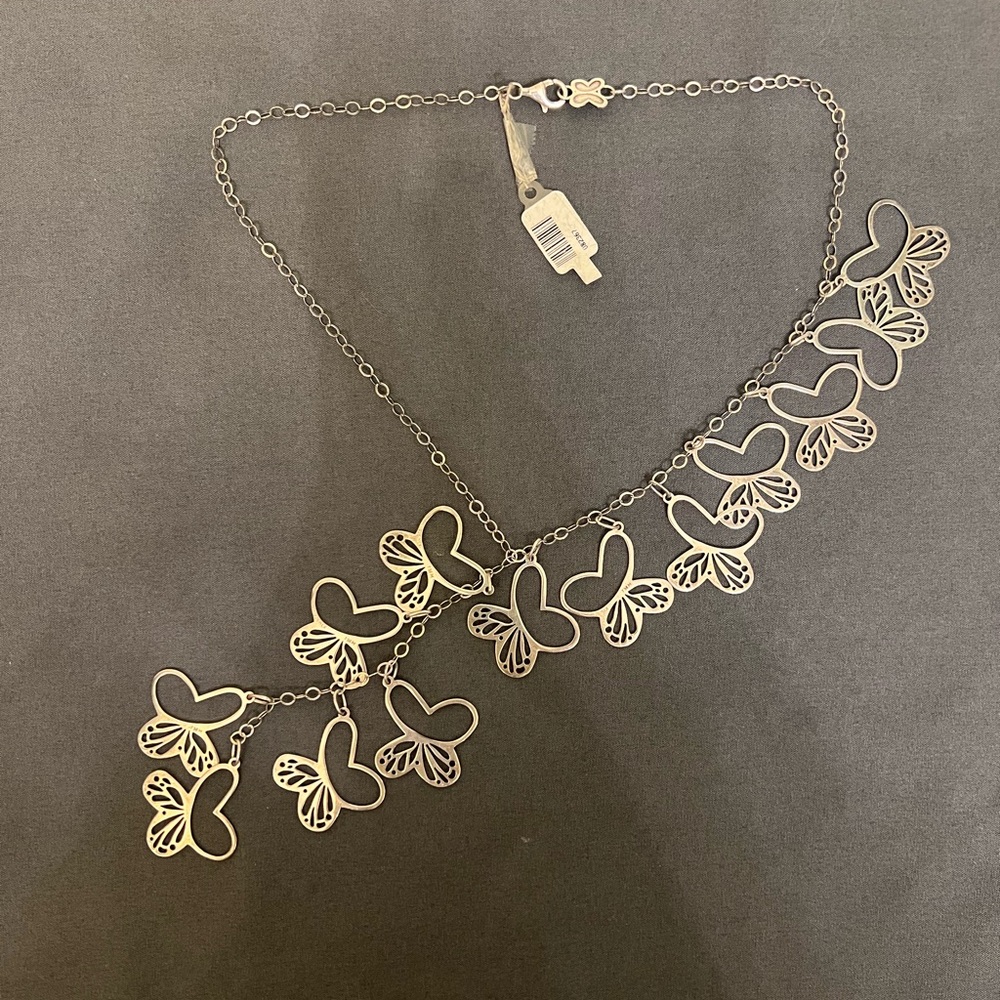 Tanya Moss Sterling Silver Monarch Butterfly Statement Y-Necklace